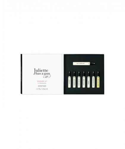 JULIETTE HAS A GUN 8 PCS PARFUM DISCOVERY SET: 0.17 NOT A PERFUME + 0.06 MUSC INVISIBLE + 0.06 LIPSTICK FEVER + 0.06 VANILLA VIBES + 0.06 LADY VENGEANCE + 0.06 SUNNY SIDE UP + 0.06 MOSCOW MULE + 0.06 MMMM
